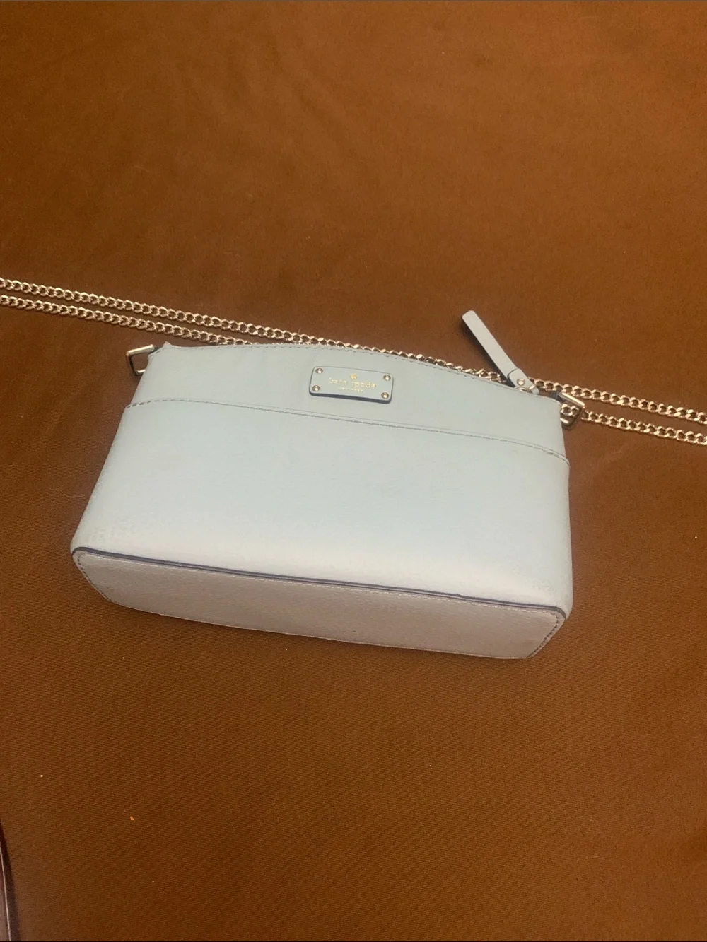 kate spade Light Blue Pebbled Leather Chain Crossbody